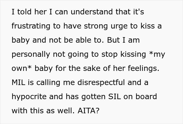 Woman Kisses Her Baby In Front Of MIL While She's Not Allowed To, Gets Asked To Stop But Refuses