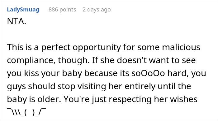 Woman Kisses Her Baby In Front Of MIL While She's Not Allowed To, Gets Asked To Stop But Refuses